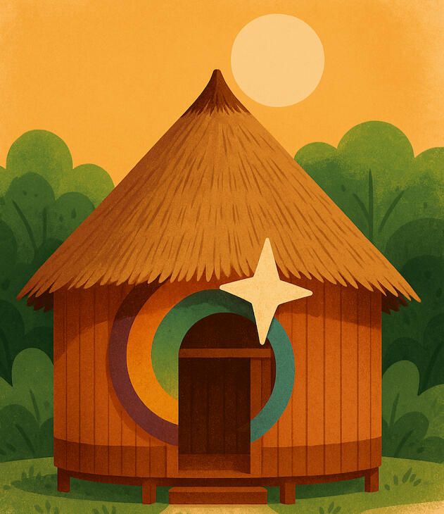 Illustration d'une maison traditionnelle d'Amazonie